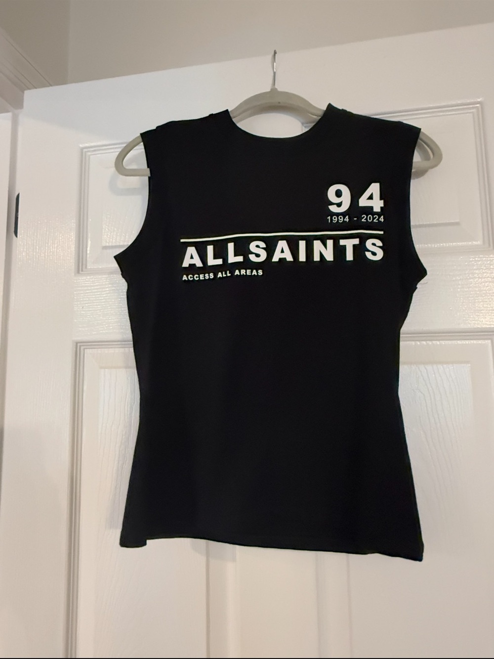 AllSaints Black Tee with White Graphic Print